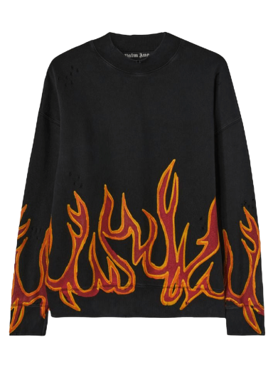 Džemper Palm Angels GD Graffiti Flames Crewneck Crna | PMBA065F22FLE0051025