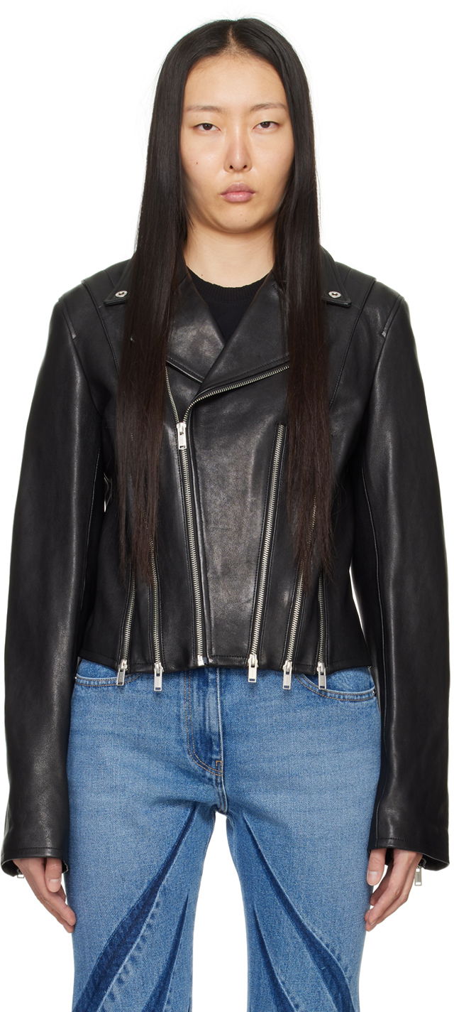 Jakna Dion Lee Cropped Leather Biker Jacket Crna | C4048P23