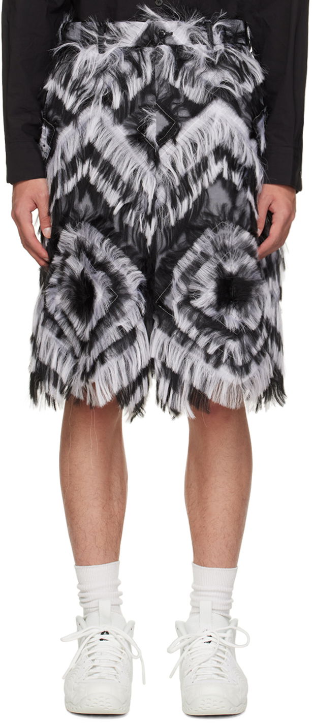 Kratke hlače Comme des Garçons Faux-Fur Fringed Shorts Crna | PJ-P023-051-1-1