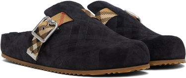 Odjeća Burberry Burberry Check Suede Urchin Clogs Crna | 8113394, 3
