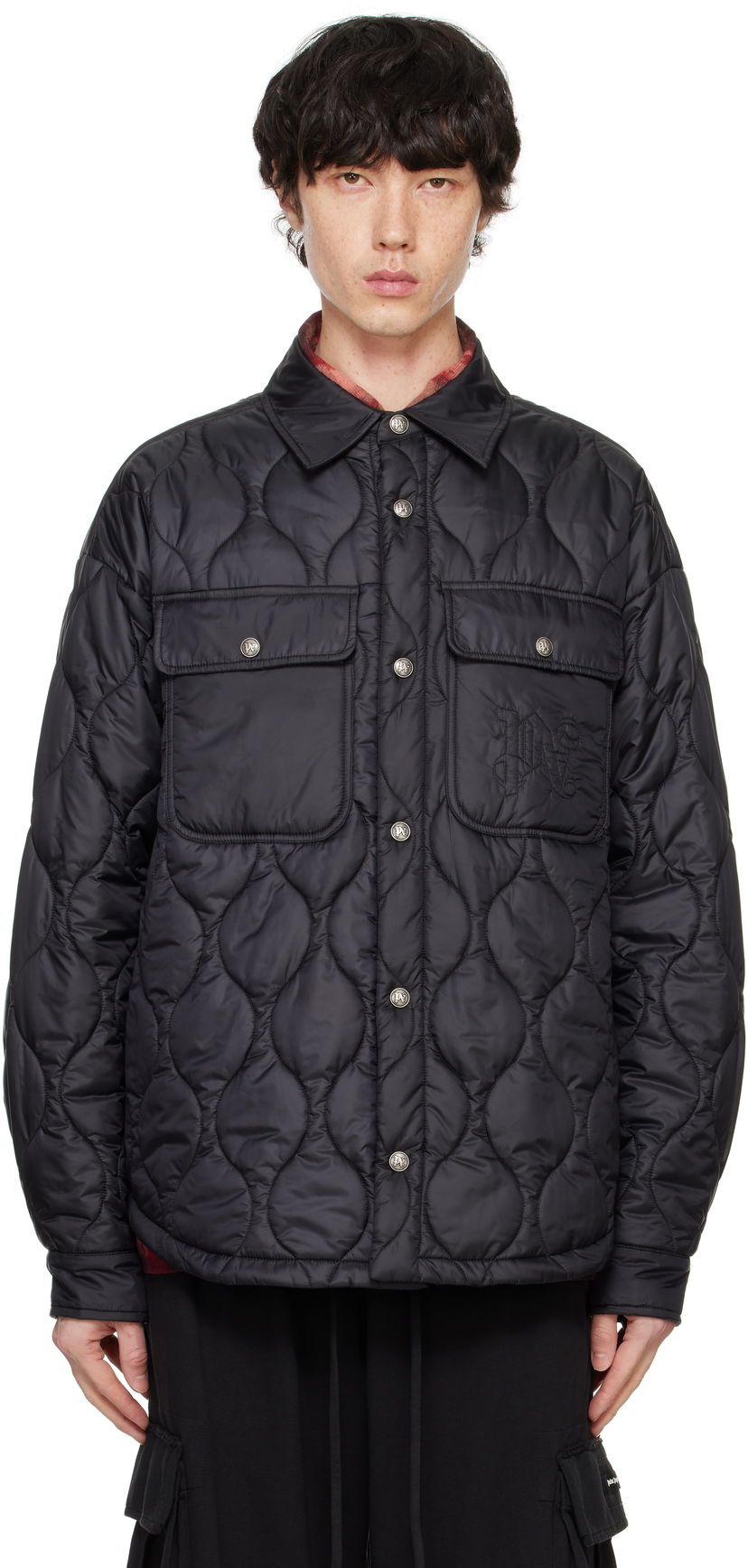 Pernata jakna Palm Angels Classic Logo Quilted Overshirt Crna | PMED054F24FAB0011010