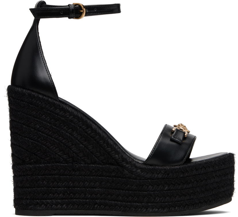 Tenisice i cipele Versace Medusa '95 Leather Wedge Sandals Crna | 1014100_DVT2P