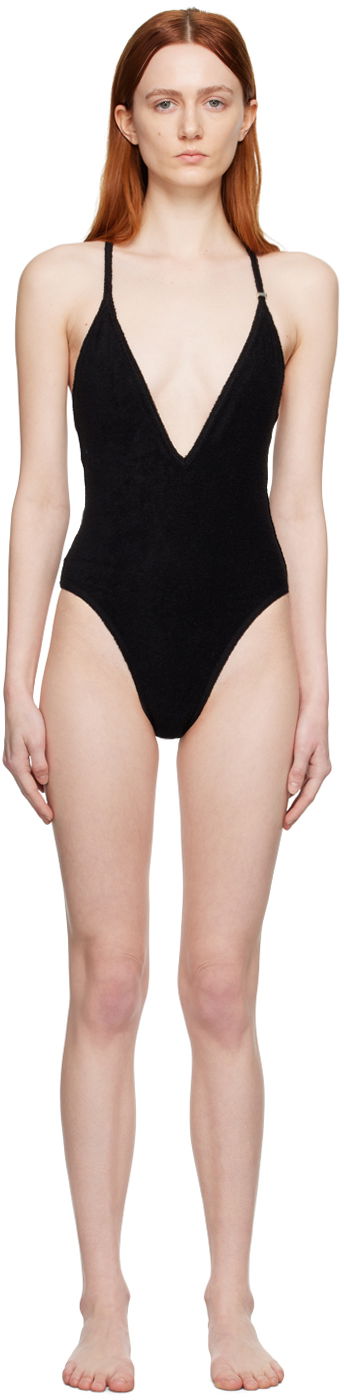 Kupaći kostimi The Attico Attico V-Neck One-Piece Swimsuit Crna | 233WBB71 C066