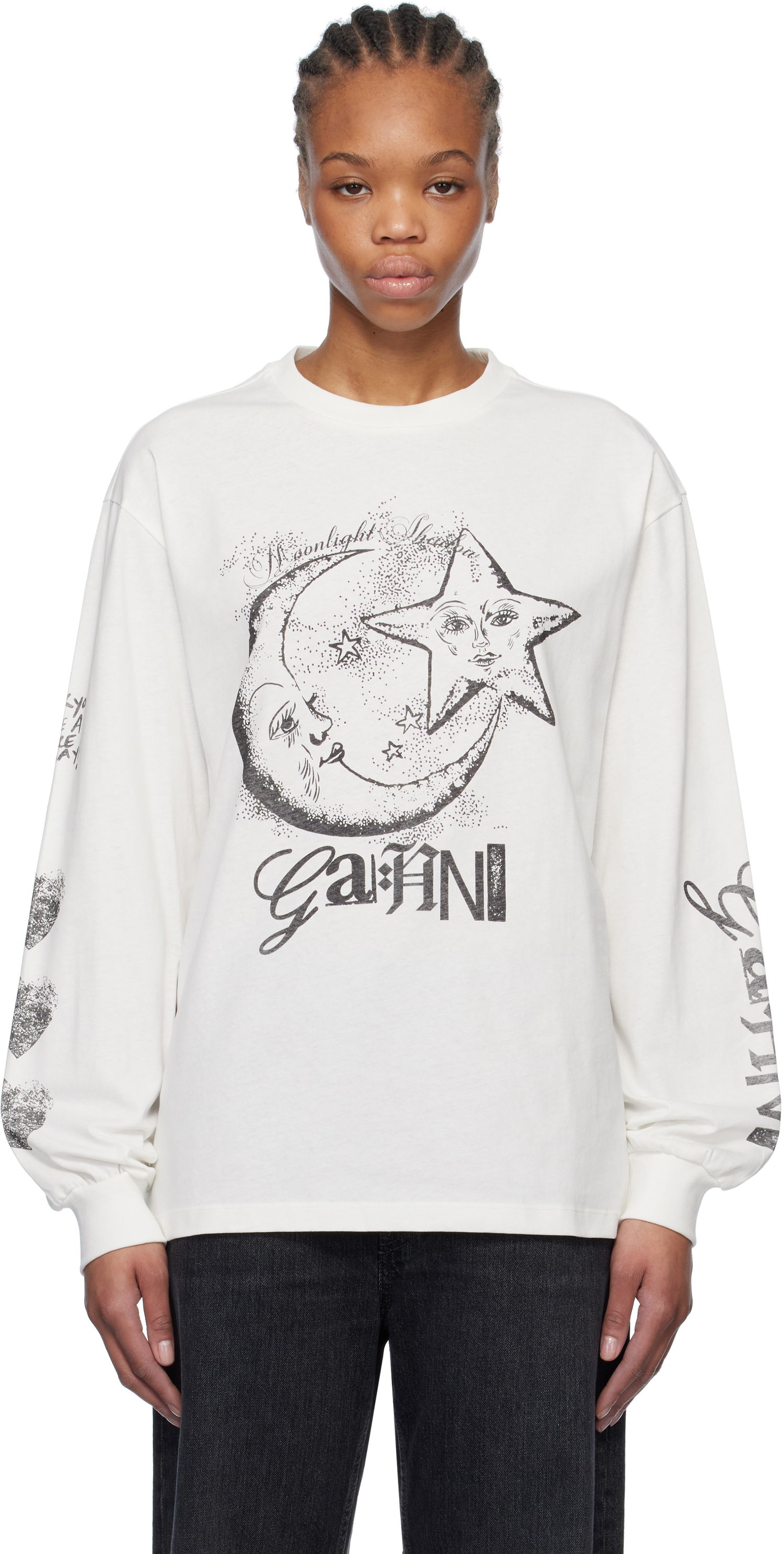 Majica kratkih rukava GANNI GANNI Future Heavy Long Sleeve T-Shirt Bijela | T4064, 0