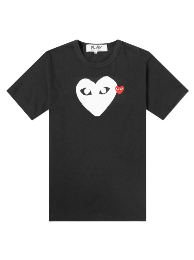 Majica kratkih rukava Comme des Garçons Play Double Heart Logo Tee Crna | P1T116-1