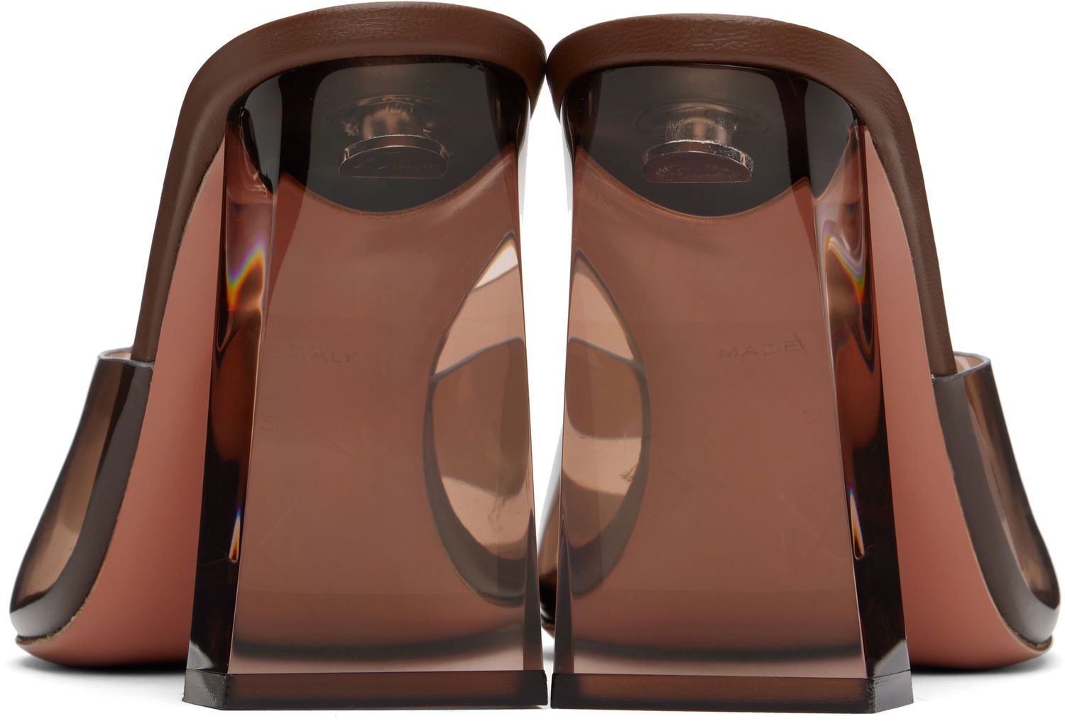 Tenisice i cipele Amina Muaddi Brigitte Glass Heeled Sandals Smeđa | BRIGITTE GLASS SLIPPER PVC, 1