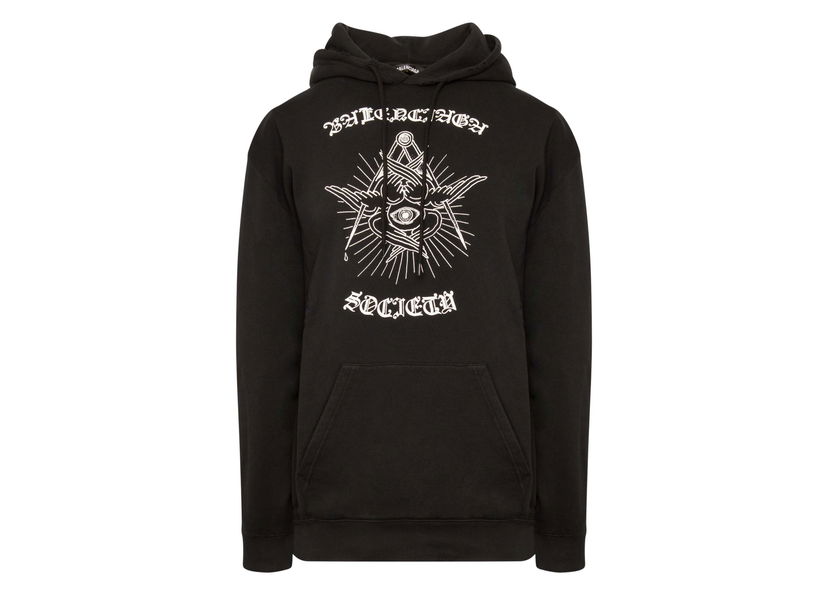 Dukserice Balenciaga Gothic Logo Hoodie Black Crna | 570811TJVE91000