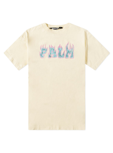 Majica kratkih rukava Palm Angels Flames Tee Bež | PMAA072S23JER0060137