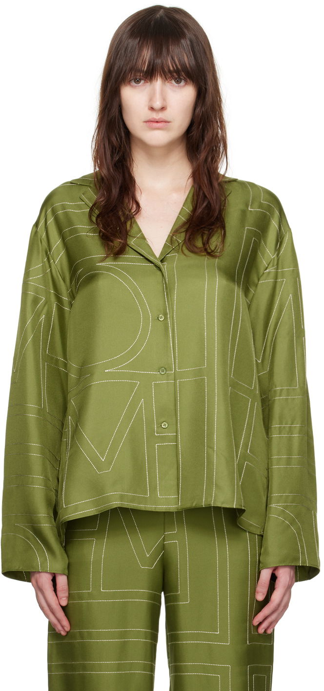 Košulja TOTEME TOTEME Monogram Embroidered Shirt Zelena | 241-WRT976-FB0089