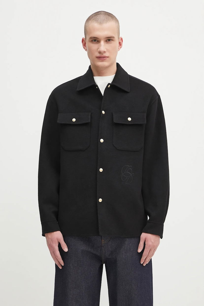 Jakna Drôle de Monsieur Drôle de Monsieur La Surchemise Laine Shirt Jacket Crna | H.JT254.WO031