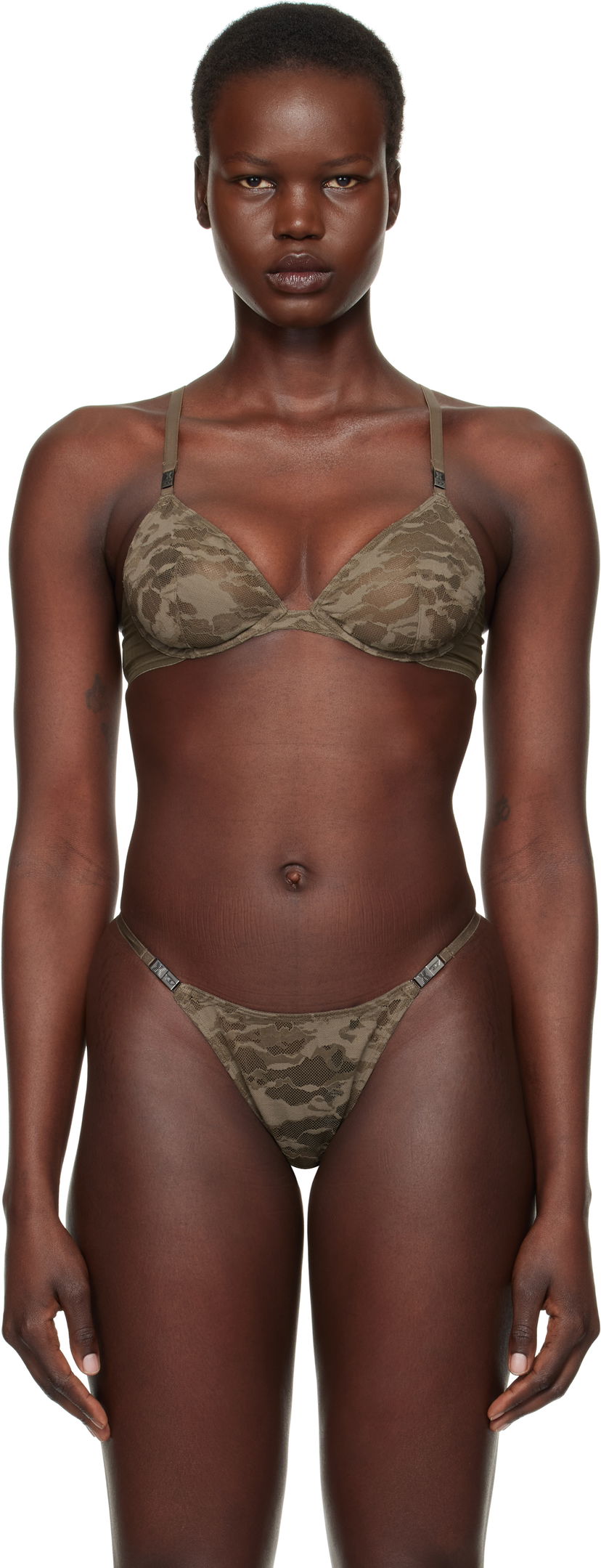 Grudnjak Diesel Camo Lace Plunge Bra Zelena | A15644 0LKBX
