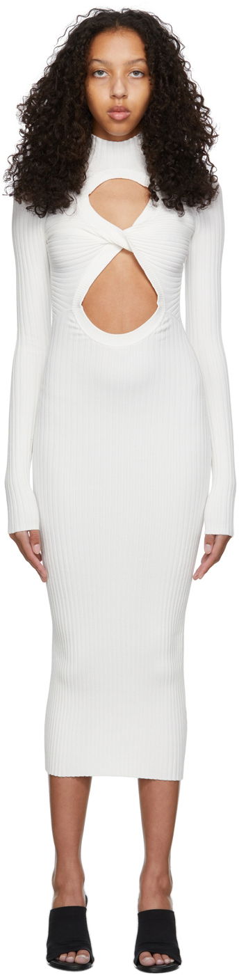 Haljina Dion Lee Dion Lee Figure 8 Cutout Ribbed Knit Midi Dress Bijela | A7547R22
