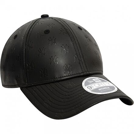 Kapa New Era 9FORTY Faux Leather Monogram Adjustable Cap Crna | 60565543