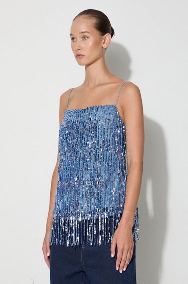 Majica bez rukava Samsoe Samsoe Sequined Fringe Cami Top by Samsoe Samsoe Plava | F23200094, 3