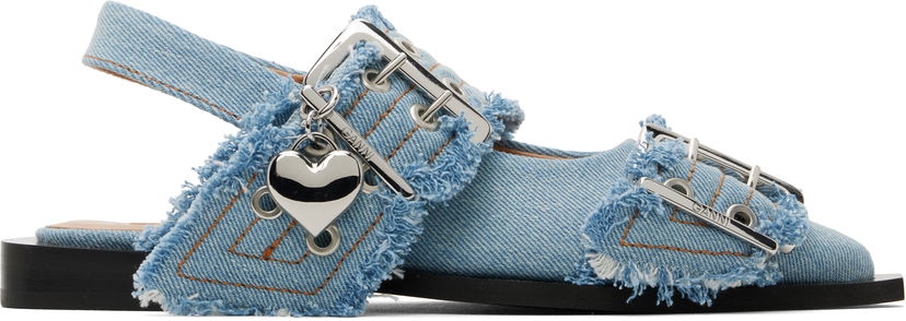 Haljina GANNI GANNI Charms Buckle Denim Flats Plava | S2939