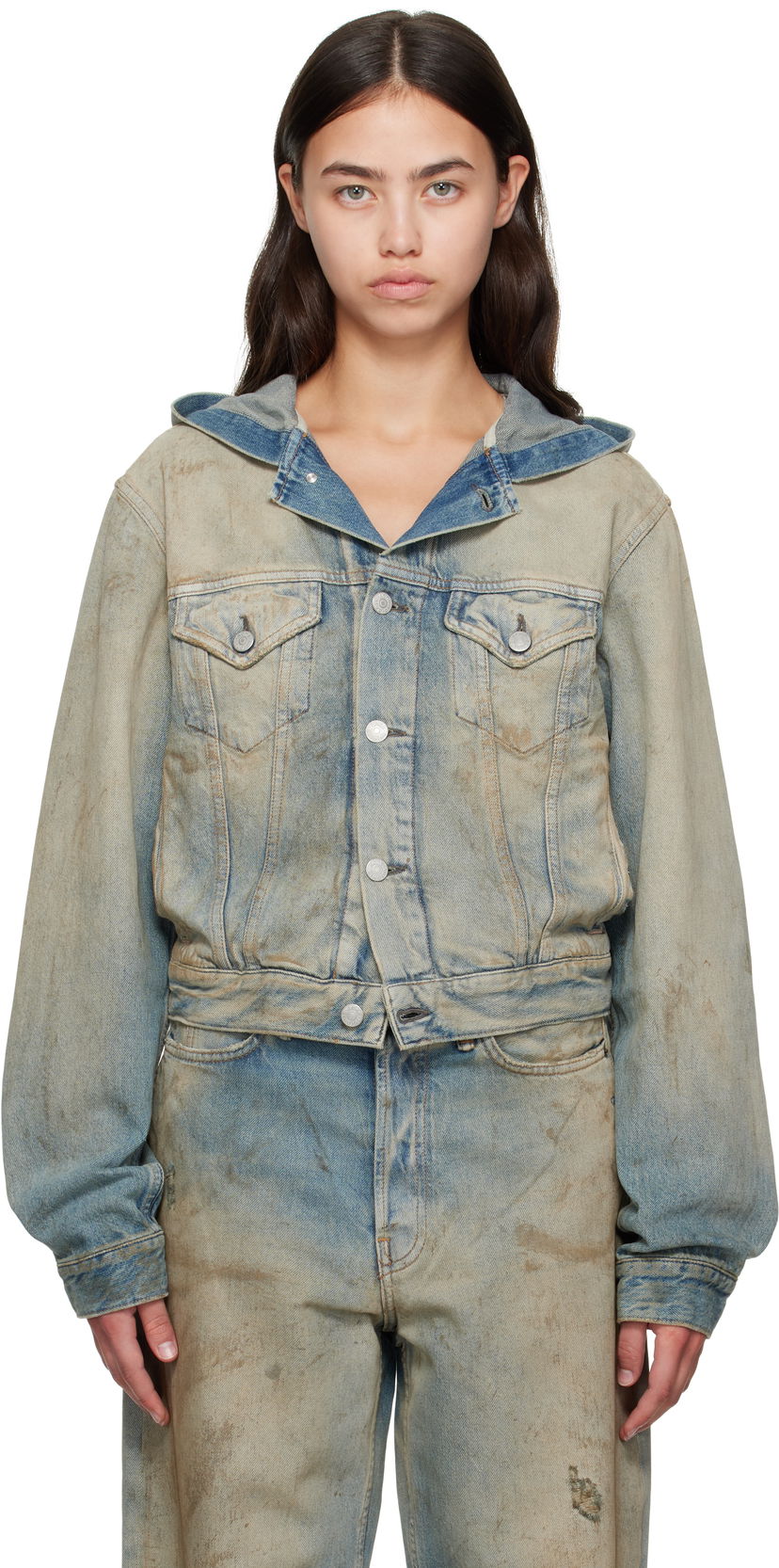 Jakna Acne Studios Acne Studios Hooded Denim Jacket Plava | C90199-