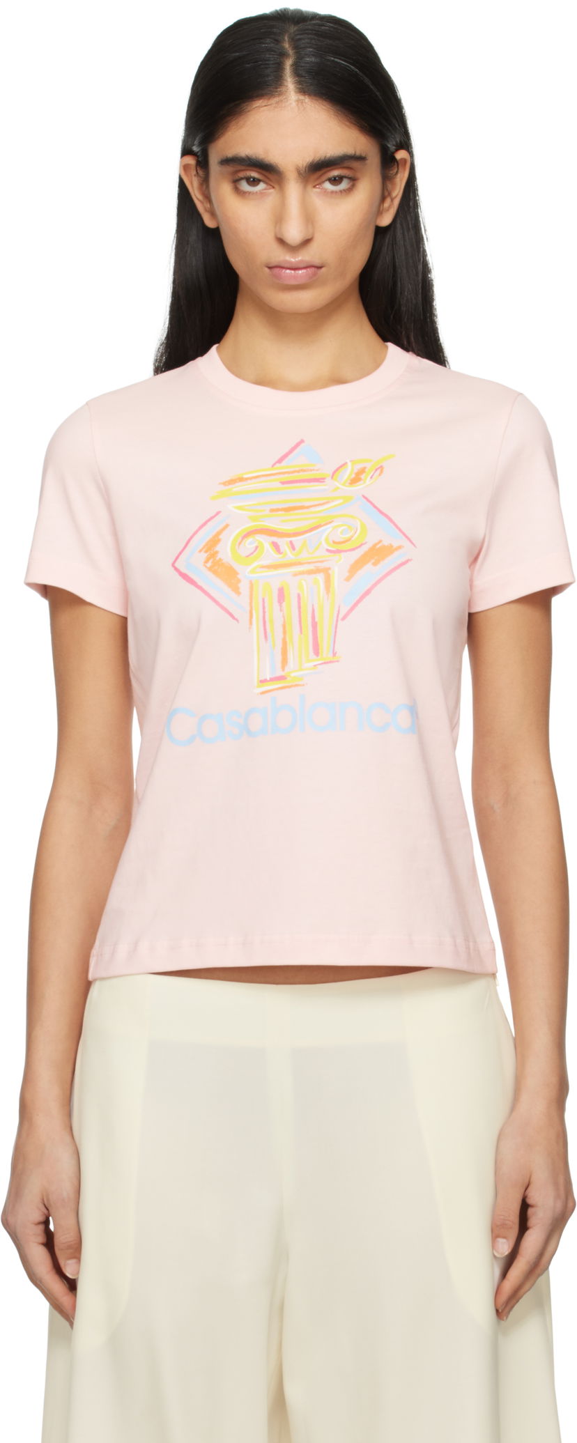 Majica kratkih rukava Casablanca Diamond Column Graphic T-Shirt Ružičasta | WPS25-JTS-020-01