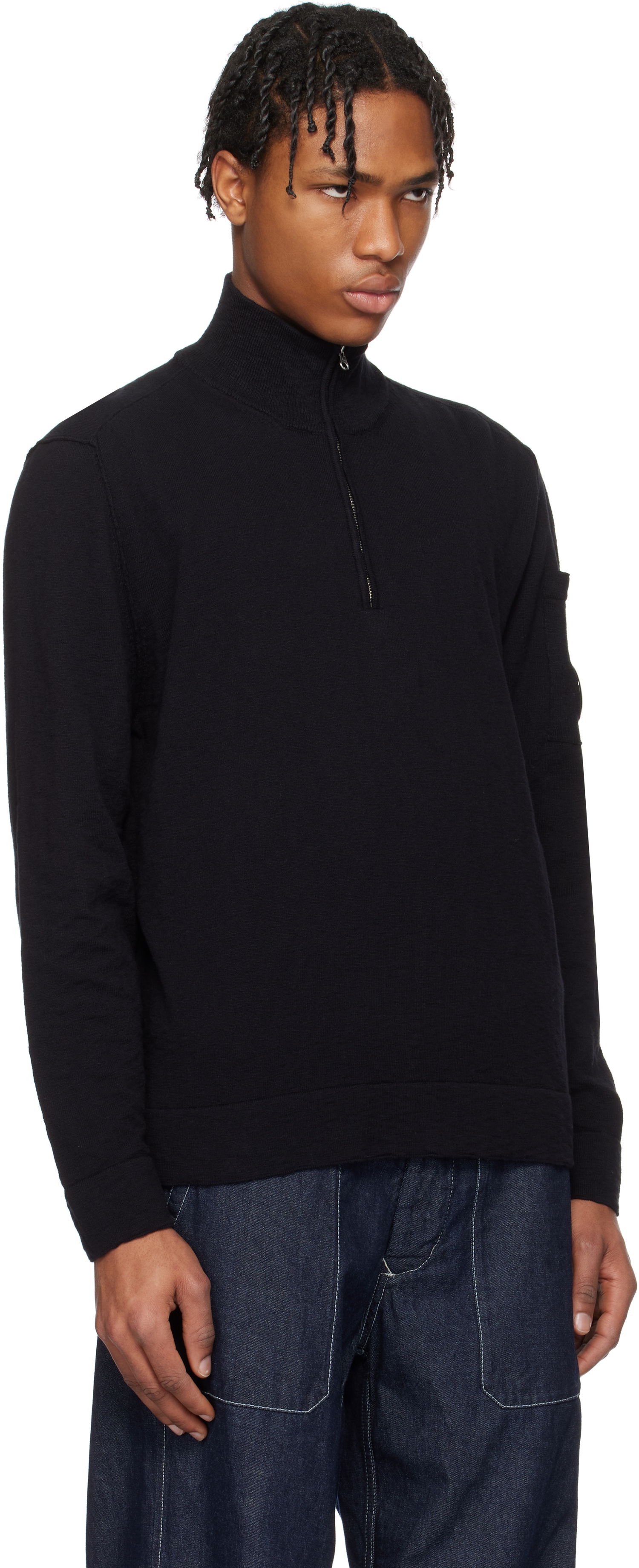 Džemper C.P. Company C.P. Company Half Zip Knit Sweater Crna | 18CMKN304A-110373A, 1
