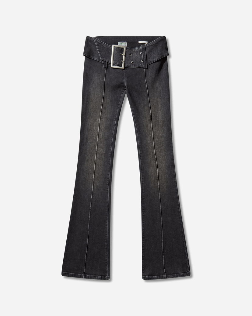 Jeans GUESS Belted Bootcut Pants Sanded Wash Crna | W5BA2ED0231 GUBS