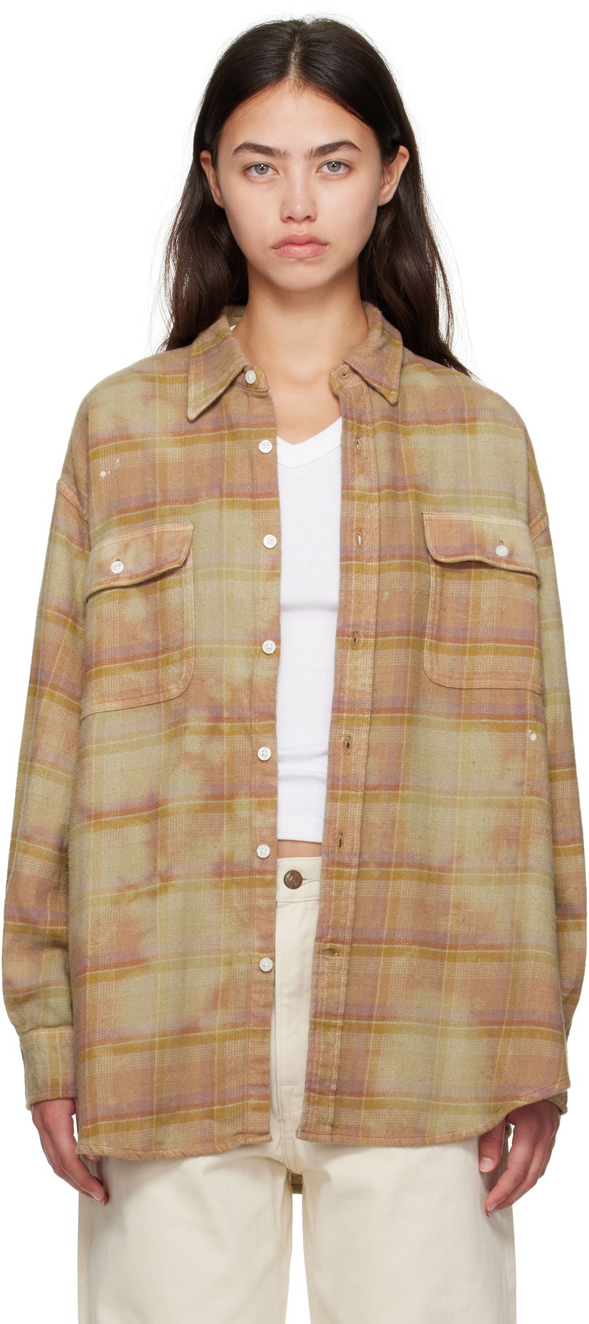 Košulja R13 R13 Boyfriend Plaid Shirt Bež | R13WR415-R550B