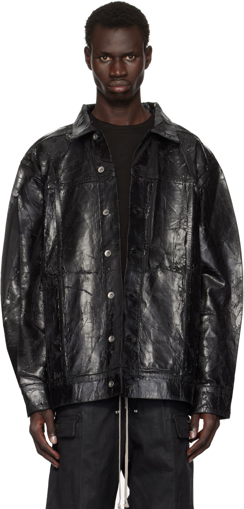 Jakna Rick Owens Jumbo Worker Denim Jacket Crna | DU02D2761 BMC