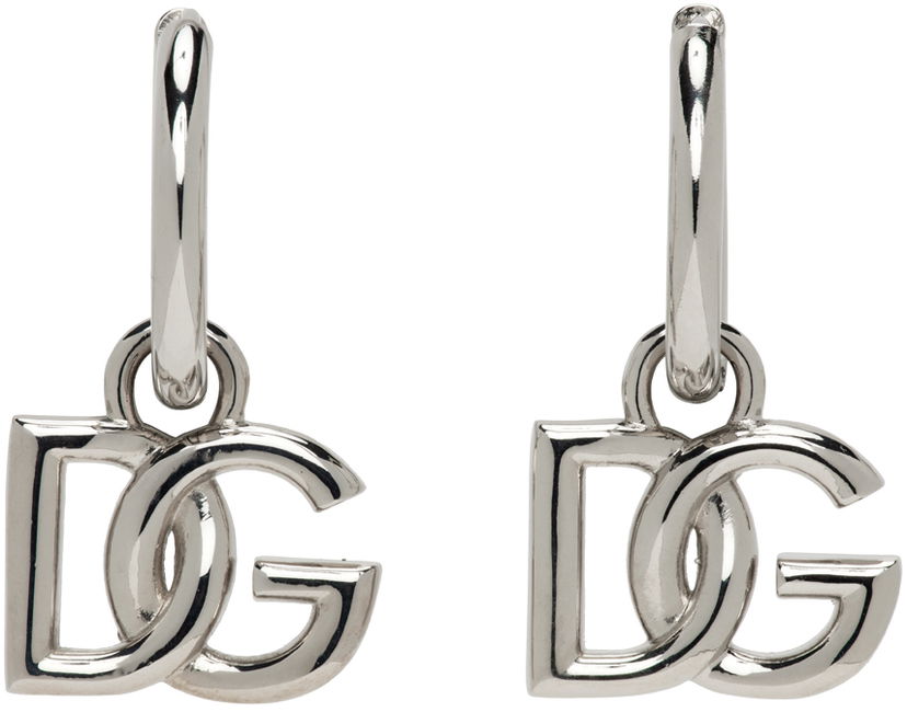 Naušnice Dolce & Gabbana Silver Logo Earrings Metalik | WEN5L3W1111