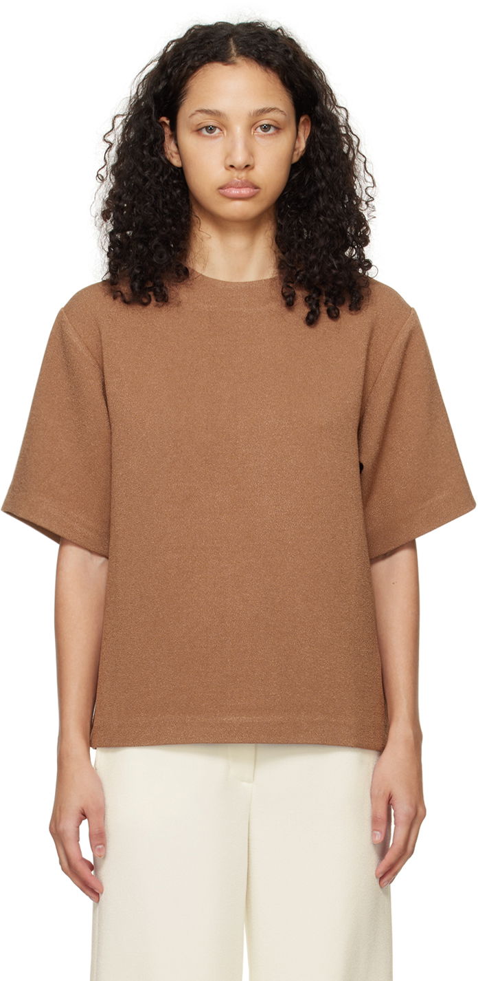 Majica kratkih rukava Anine Bing Maddie Relaxed-Fit Wool-Blend T-Shirt Smeđa | A-07-9806-200