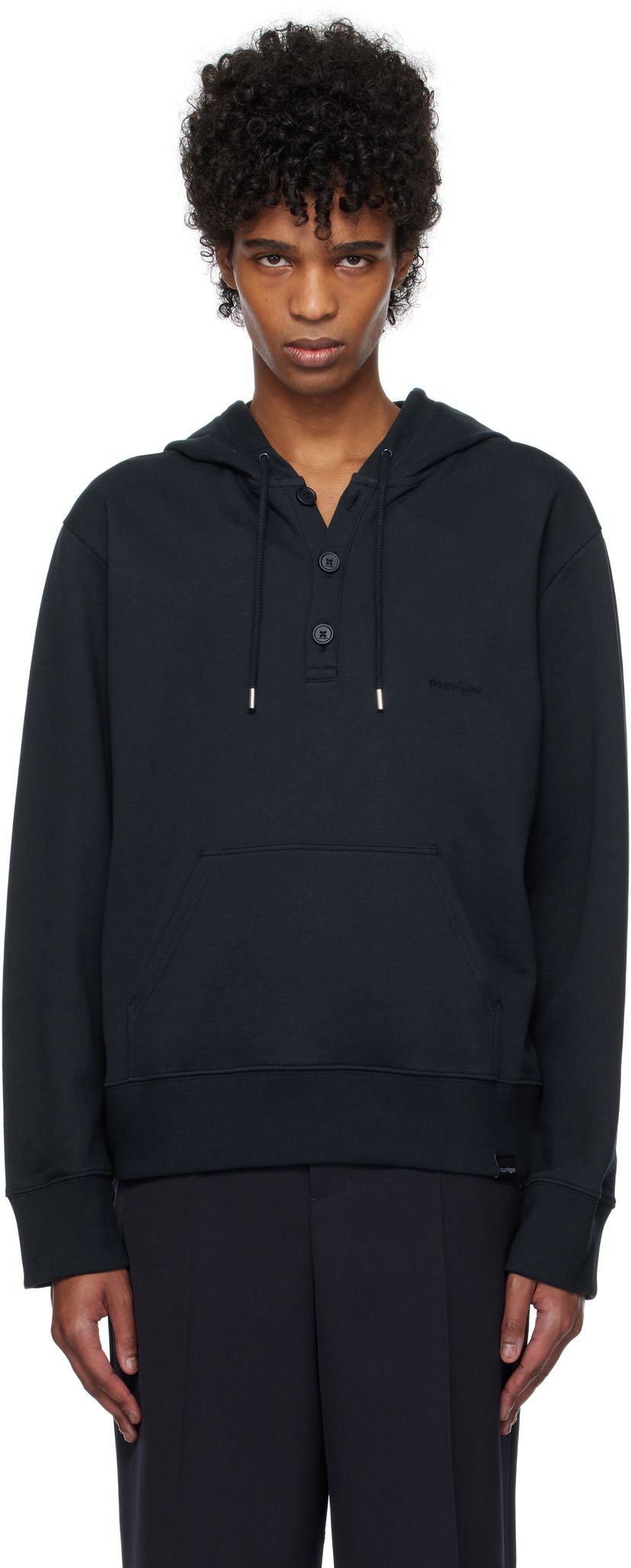 Dukserice Courrèges Courrèges Buttoned Hoodie Crna | 125JHO037JS0120