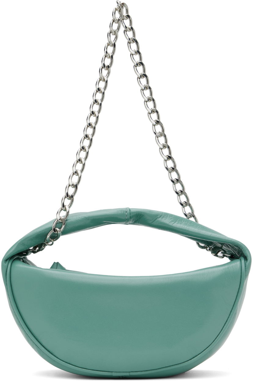 Torba za rame BY FAR BY FAR Cush Cadet Creased Leather Shoulder Bag Zelena | MWBTH014LL002BL052PL