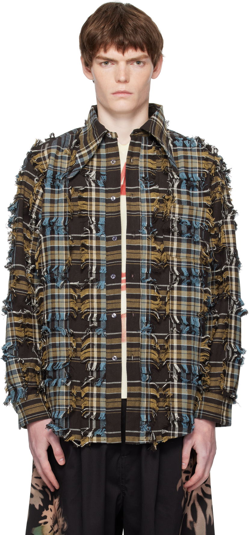 Košulja Collina Strada Collina Strada Frayed Plaid Button-Up Shirt Smeđa | XX3063-B