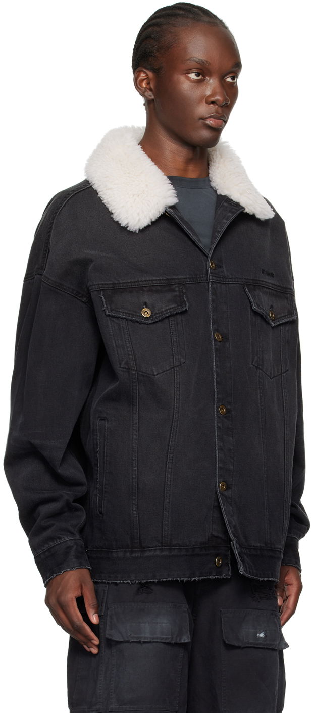 Jakna We11done Oversized Denim Jacket with Fur Collar Crna | WD-DJ2-24-363-U-BK, 1