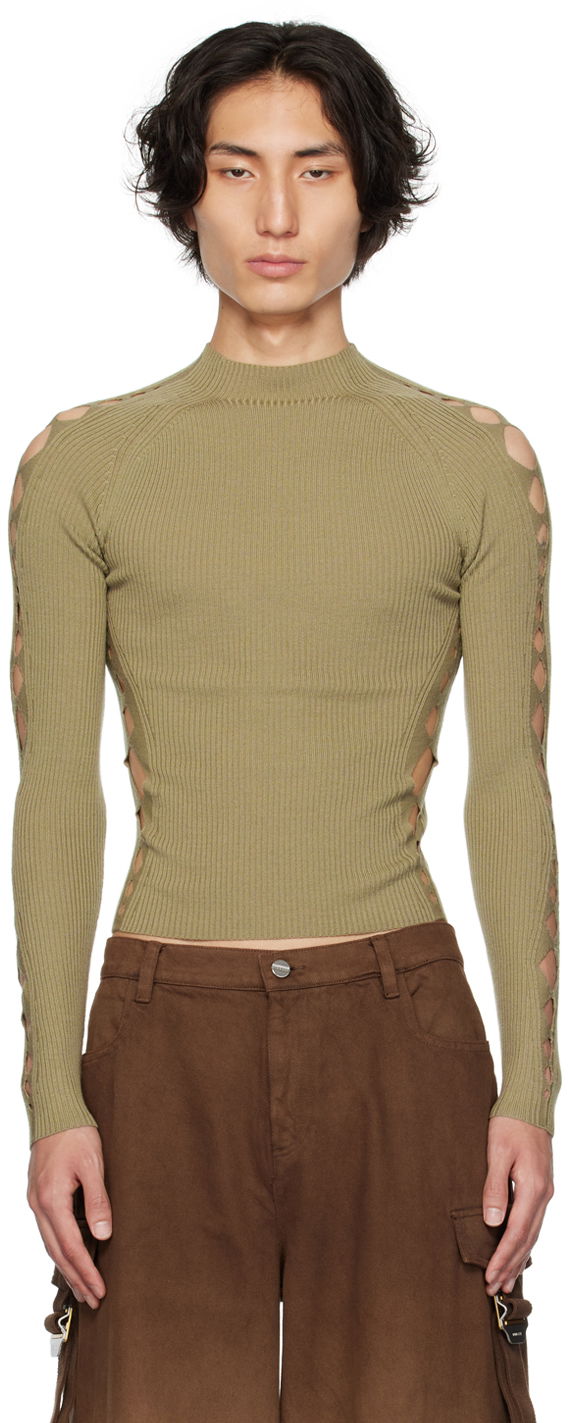 Majica kratkih rukava Dion Lee Cutout Detail Knit Top Zelena | A7725P23
