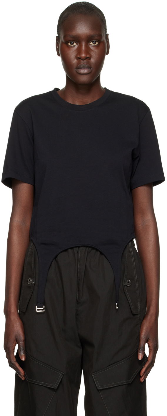 Crop top Dion Lee Garter Slim T-Shirt Crna | C3098R23