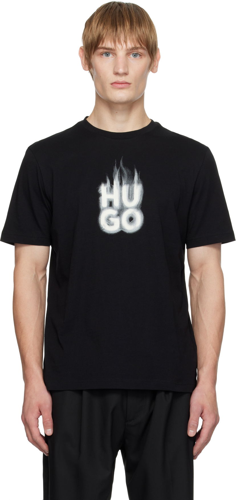 Majica kratkih rukava BOSS Flame Logo Black T-Shirt Crna | 50535363