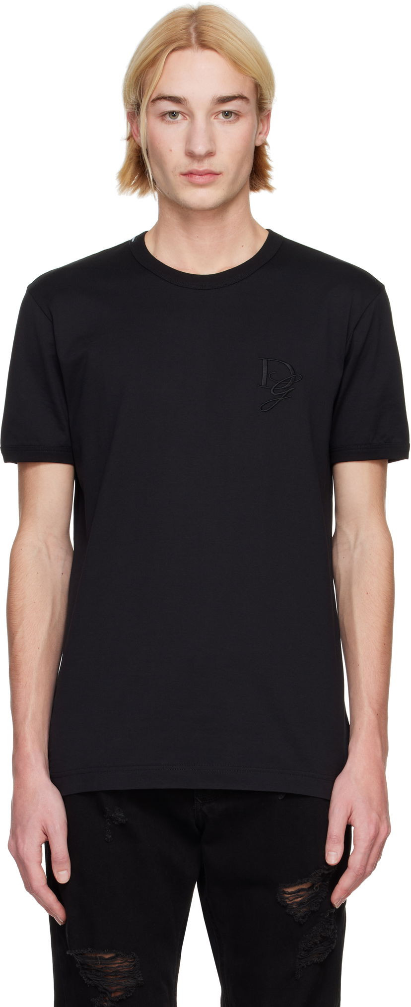 Majica kratkih rukava Dolce & Gabbana Dolce&Gabbana Jersey Round Neck T-Shirt Crna | G8RN8ZG7N4Q