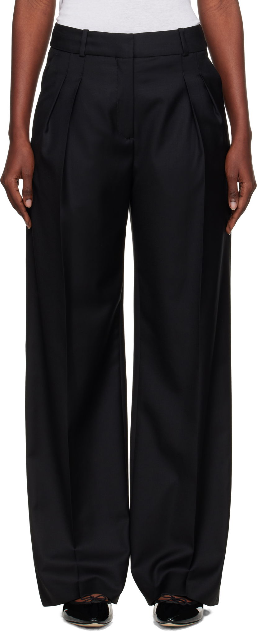 Hlače Loulou de Saison Loulou de Saison Sbiru LDS Straight Leg Trousers Crna | SBIRU LDS