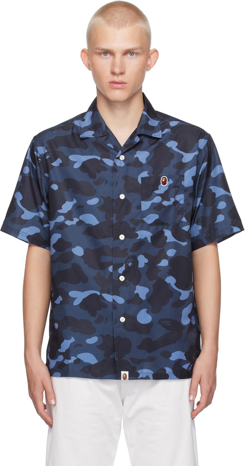 Košulja BAPE Ape Head One Point Shirt Camo Tamnoplava | 001SRK301001M