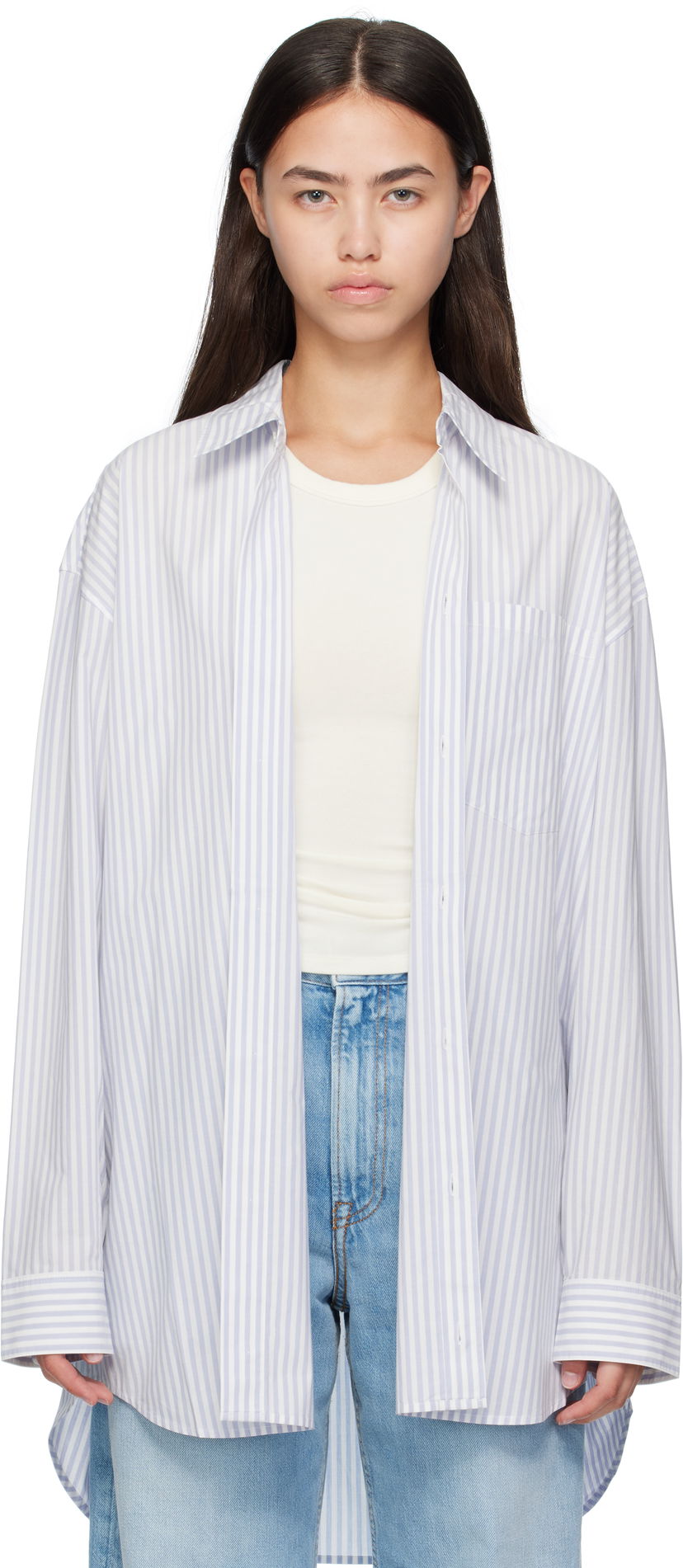 Košulja Acne Studios Acne Studios Striped Oversized Button-Up Shirt Plava | CB0117-