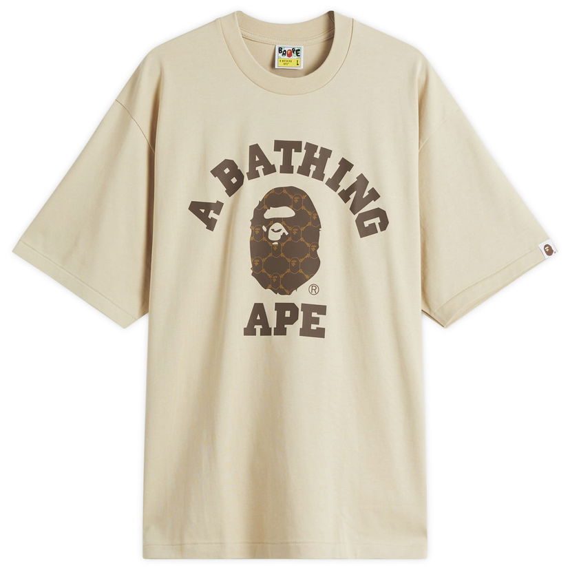 Majica kratkih rukava BAPE A Bathing Ape Collegeonogram Relaxed Fit T-Shirt, Size Large Bež | 001TEL301322M-BEI