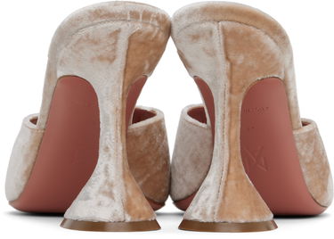 Tenisice i cipele Amina Muaddi Lupita Slipper Heeled Sandals Bež | LUPITA SLIPPER VELVET, 1