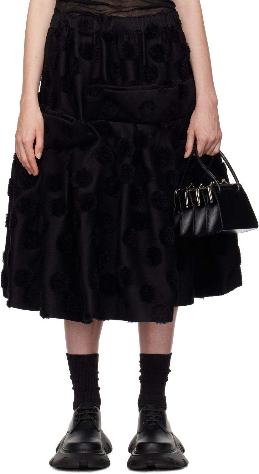 Suknja Comme des Garçons Wool Jacquard Midi Skirt Crna | GN-S004-051