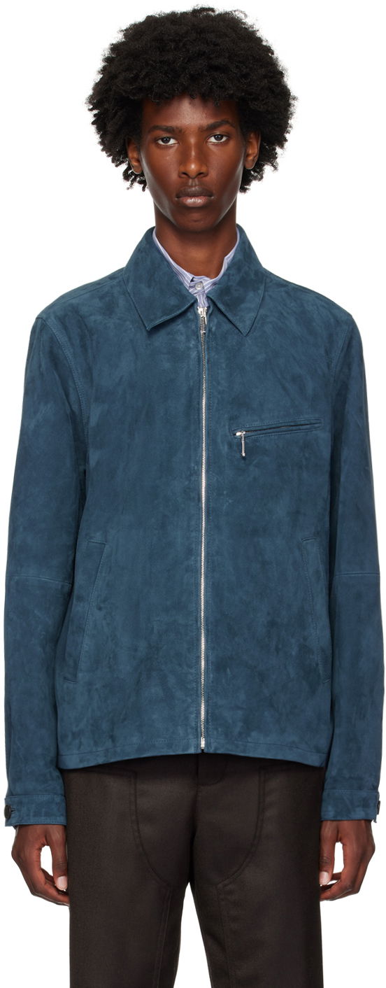 Jakna Paul Smith PS Paul Smith Zip Suede Jacket Plava | M2R-022ZL-N21985-76