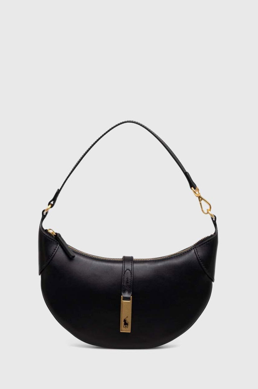 Ručna torbica Polo by Ralph Lauren Polo Ralph Lauren Leather Shoulder Bag Crna | 428871248