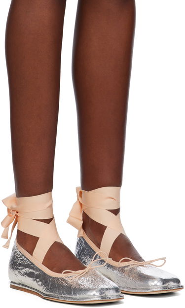 Njega cipela Simone Rocha Simone Rocha Ribbon Bow Ballerina Flats Metalik | RMP17 0781, 3