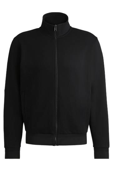 Džemper BOSS Regular-Fit Stretch Cotton Zip-Up Sweatshirt Crna | 50532755