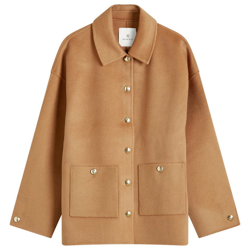 Jakna Anine Bing Luca Brown Wool Jacket, Size Large Bež | A-01-10120-BWN17