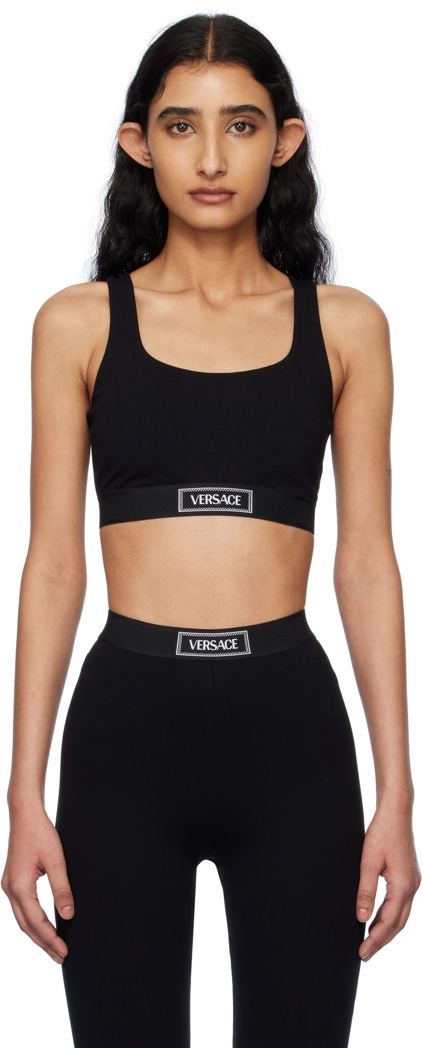 Grudnjak Versace Versace 90s Vintage Logo Sport Bra Crna | 1015880_1A12037_1B000
