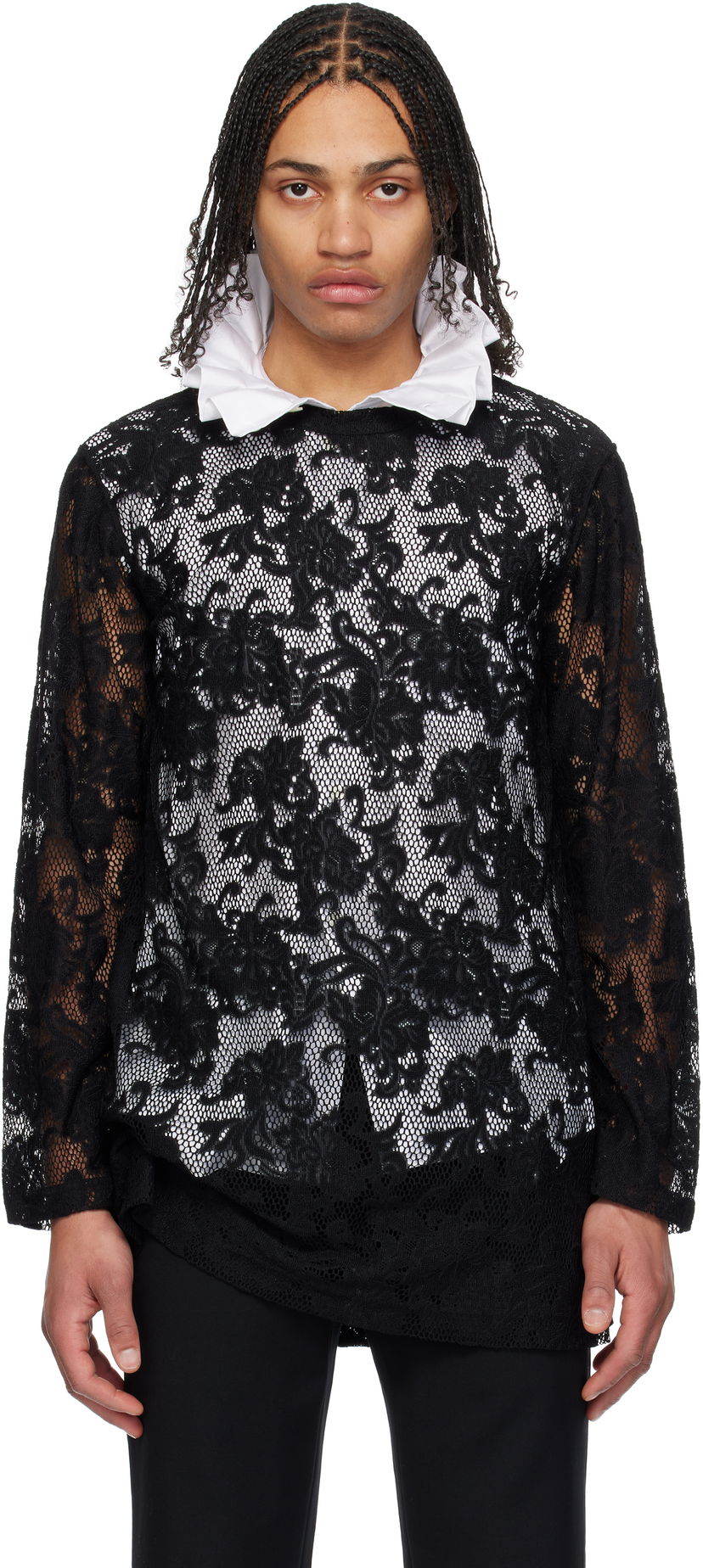 Košulja Comme des Garçons Comme des Garçons Homme Plus Raschel Lace T-Shirt Crna | PO-T036-051