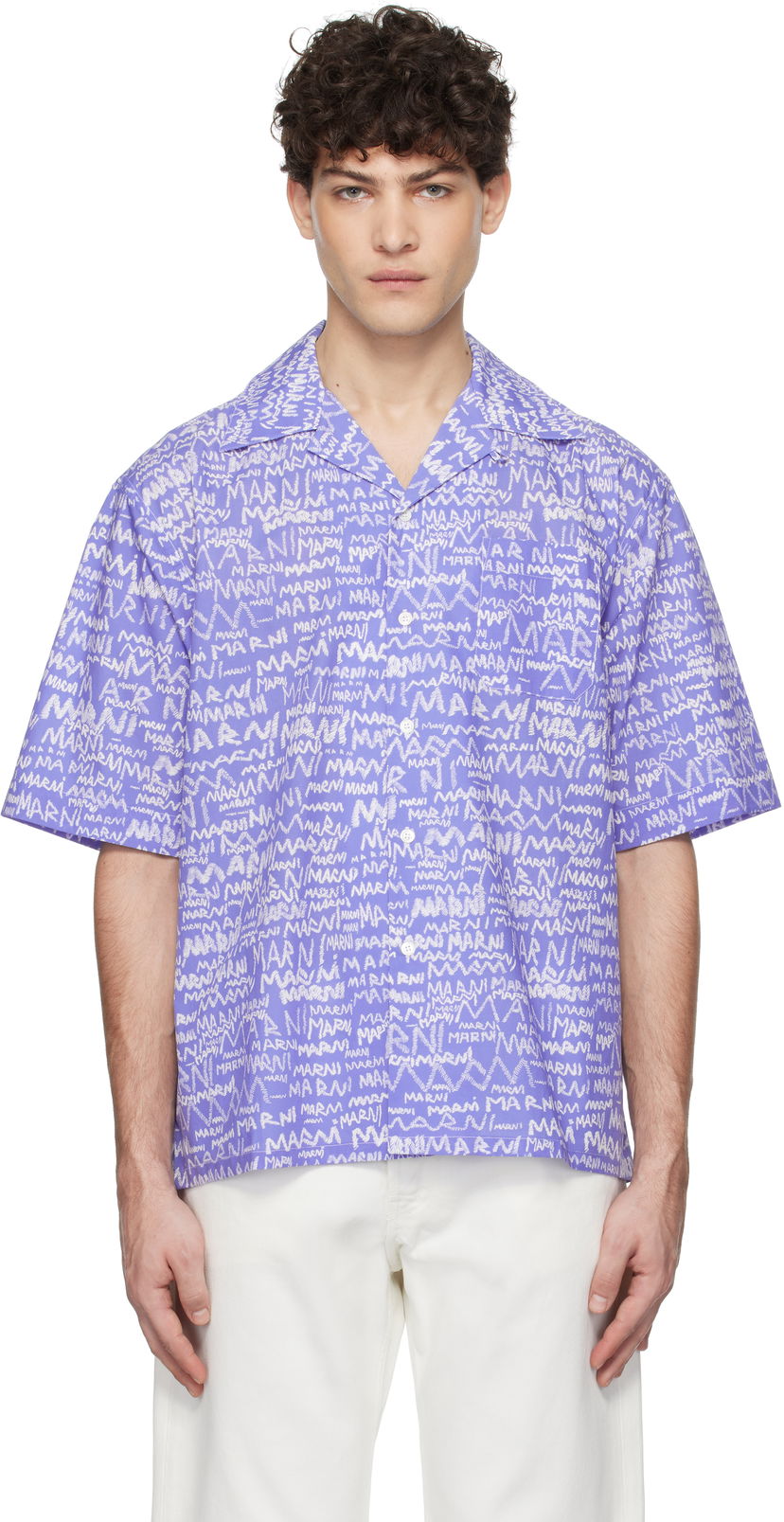 Košulja Marni Marni Pencil Logo Short Sleeve Shirt Ljubičasta | CUMU0213A5 UTC464