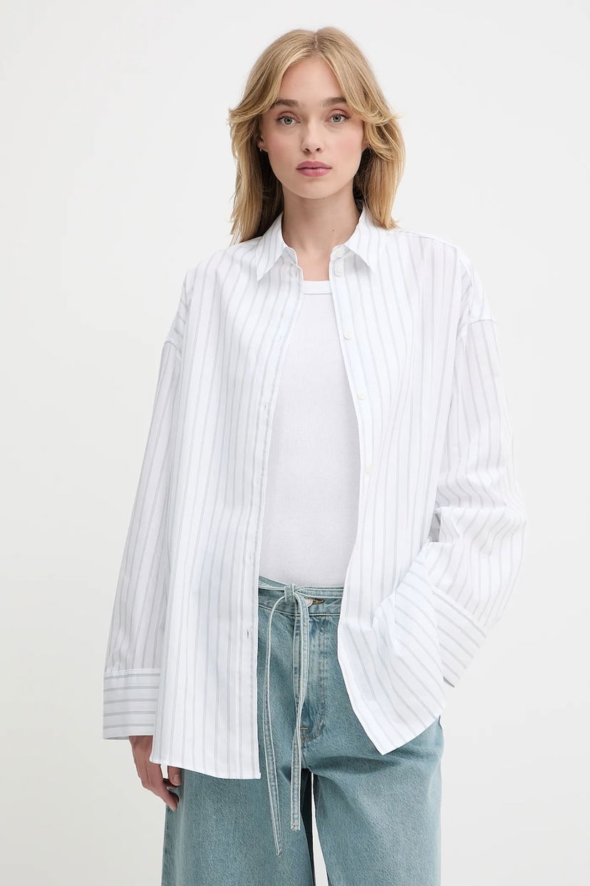 Košulja Samsoe Samsoe Samsoe Samsoe SAMARIKA Relaxed Fit Striped Button-Down Shirt Bijela | F25200084